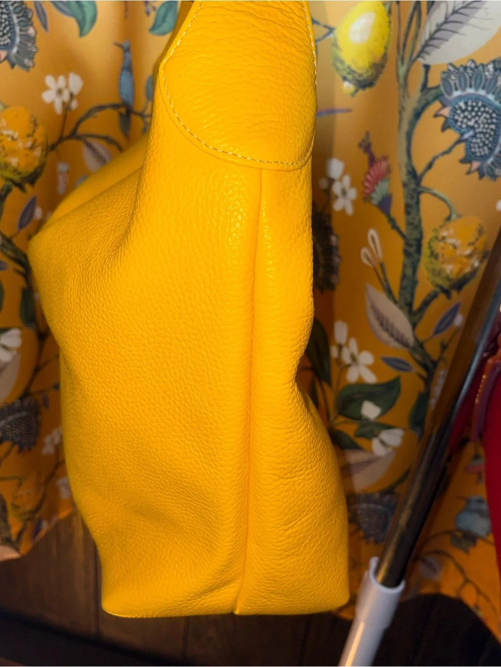 Dooney and Bourke Yellow Sunset Logo Lock Leather Hobo Shoulder Bag